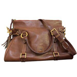 Dooney & Bourke Large Brown Leather Satchel Handbag